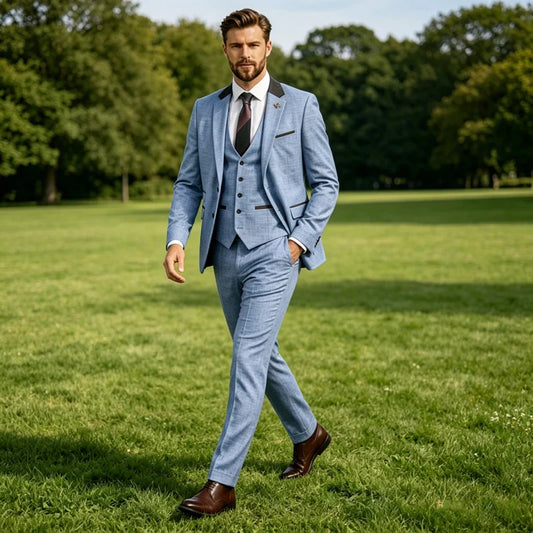 Men's Linen 3 Piece Suit Notch Lapel 2 Buttons Slim Fit Blazer Vest Pants Set Breathable Lightweight For Groom Business Casual
