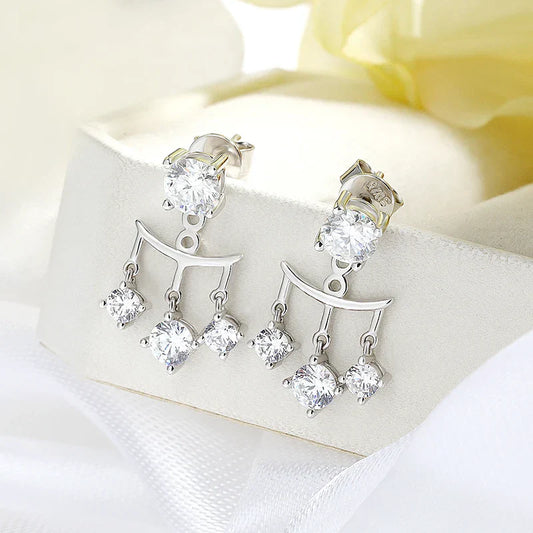 2CTTW Full Moissanite Drop Earrings for Women Sparkling Brilliant cut S925 Sterling Silver Plated 18k Wedding Jewelry