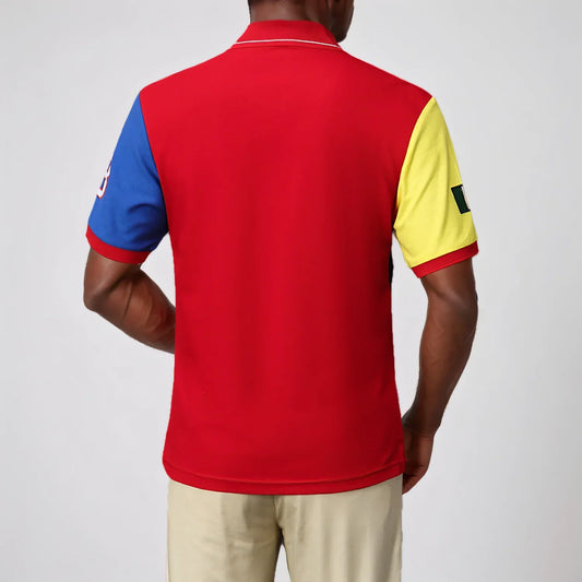 New men's polo shirt Italian leisure advanced pure cotton high-end embroidery luxury original design color contrast