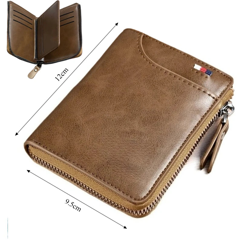 100% Genuine Leather Men Wallet Premium Product Real Cowhide Wallets For Man Short Black Credit Card Cash Receipt Holder Purse