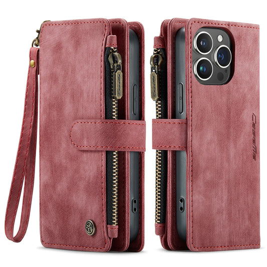 Multi-card Slot Zipper High-end Retro Leather Wallet Mobile Phone Case,Suitable for IPhone 16 15 14 13 12 11 Pro Max XS 8