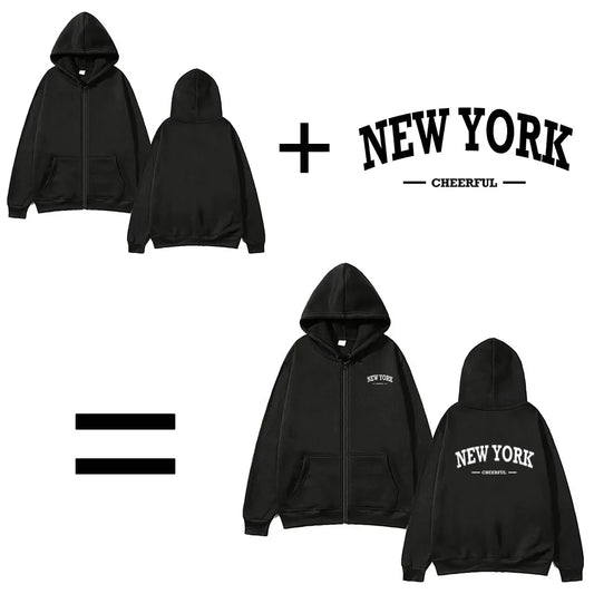 DIY Personalised customised logo, men's street hoodie, zip front sports sweatshirt, women's casual knitted hoodie, couple's gift