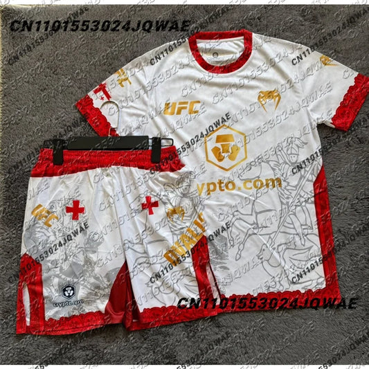 Bullfighter Merab Dvalishvili Boxing Fighting Event Tee Shorts Men Breathable Jersey Wrestling Running Sweat Absorbing Set