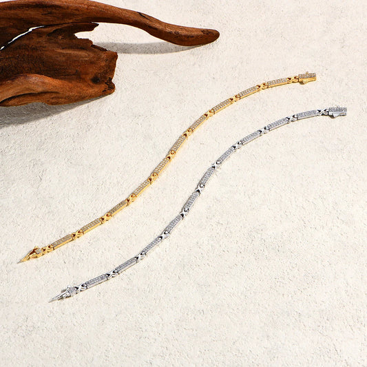 Bracelets Tennis Simples De Moissanite À Double Rangée Éblouissants À La Mode Pour Femmes Hommes En Argent Sterling S925 Bijoux De Mariage