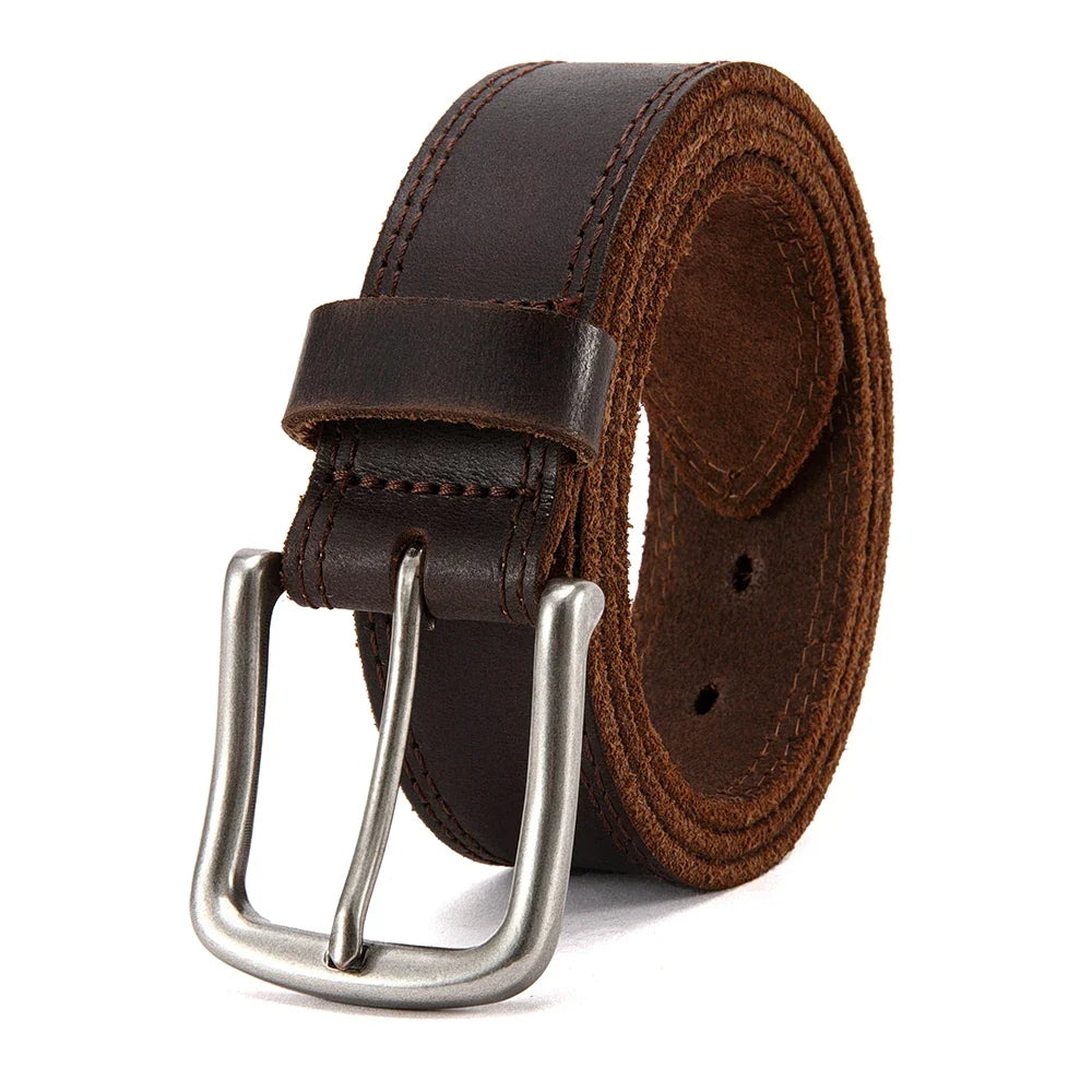 Genuine Leather For Men's High Quality Buckle Jeans Cowskin Casual Belts Business Cowboy Waistband Male Fashion Designer