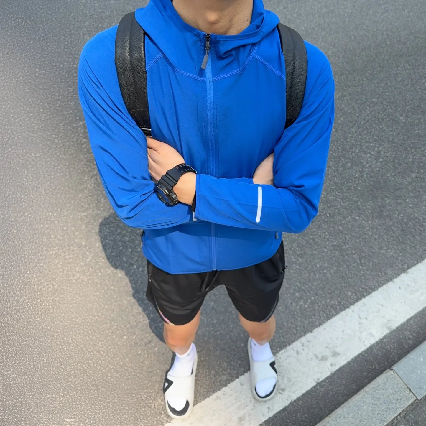 Unisex running jacket, cycling sport windbreaker, outdoor reflective long-sleeved quick-dry workout training wear