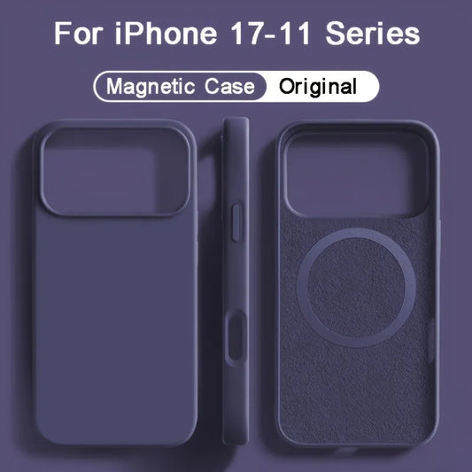 For Magsafe Magnetic Liquid Silicone Case For iPhone 17 16 15 14 13 Pro Max 17Pro Air 16Pro Wireless Charge Soft Cases Cover