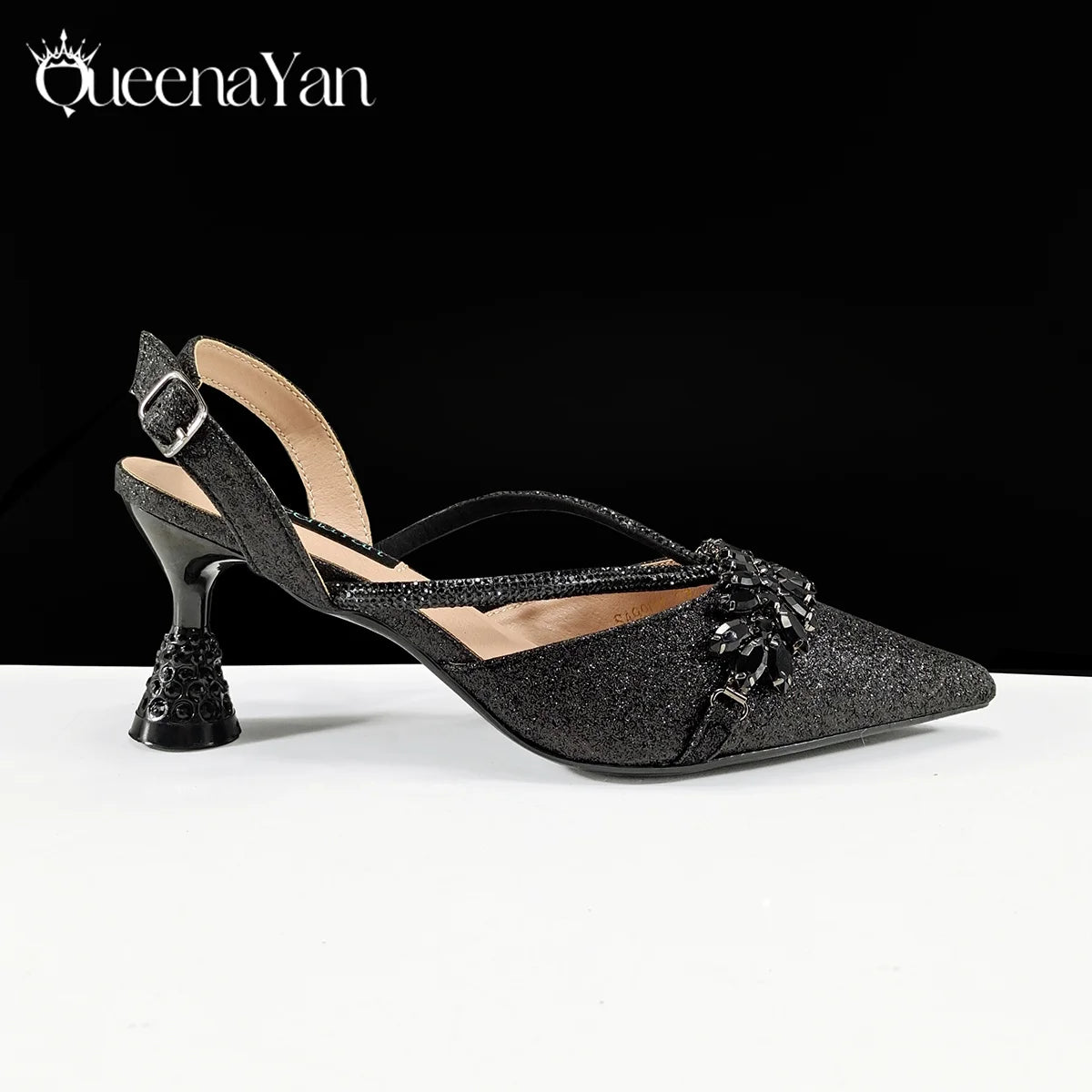 2026 New Shiny Italian Fashion Pointed Toe Women Heel Fashion Rhinestone Decoration Pink Color Shoes And Bag Set