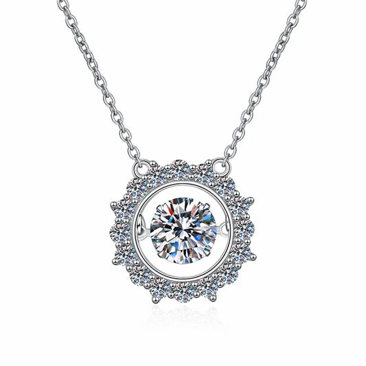 5/6/6.5mm Dancing Stones Zircon/moissanite Necklace for Women Sparkling Lad Diamond Pendant 925 Sterling Silver Wholesale