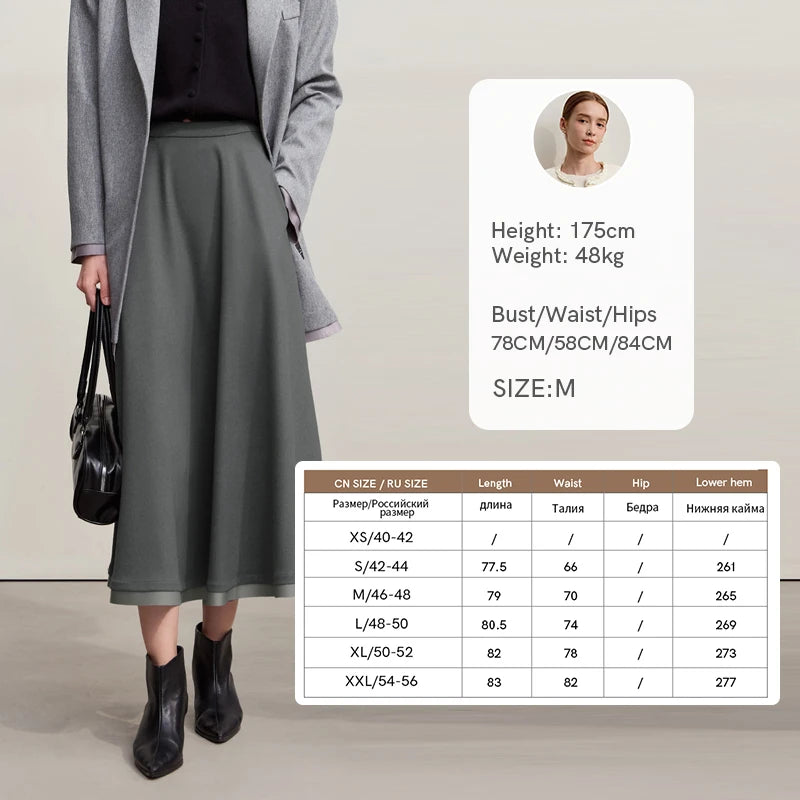 Elegant Skirts For Woman 2025 Winter New Commuter Style A-Line Mid-Calf Skirt Loose Solid Versatile Woman Clothes 12544126