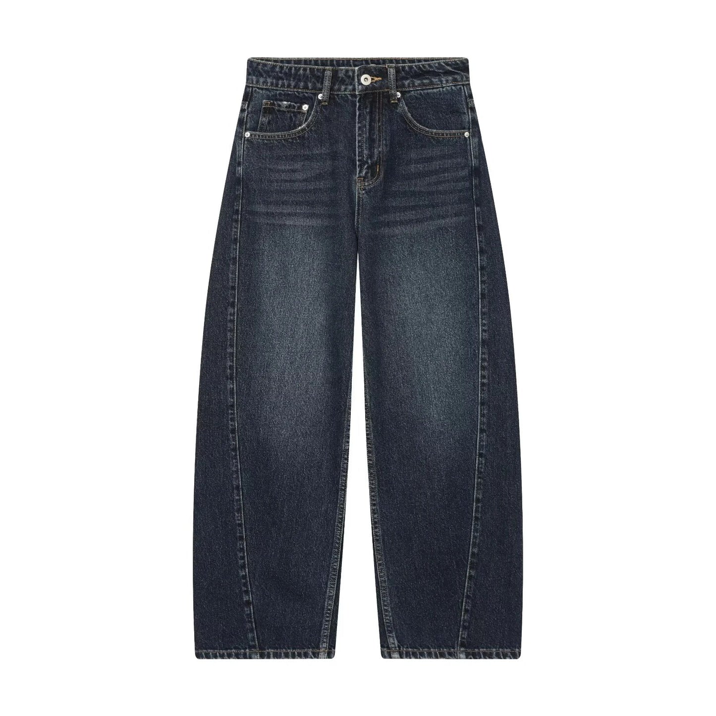 European and American style 2025 winter new women's clothing mid waist balloon version sickle bending knife jeans