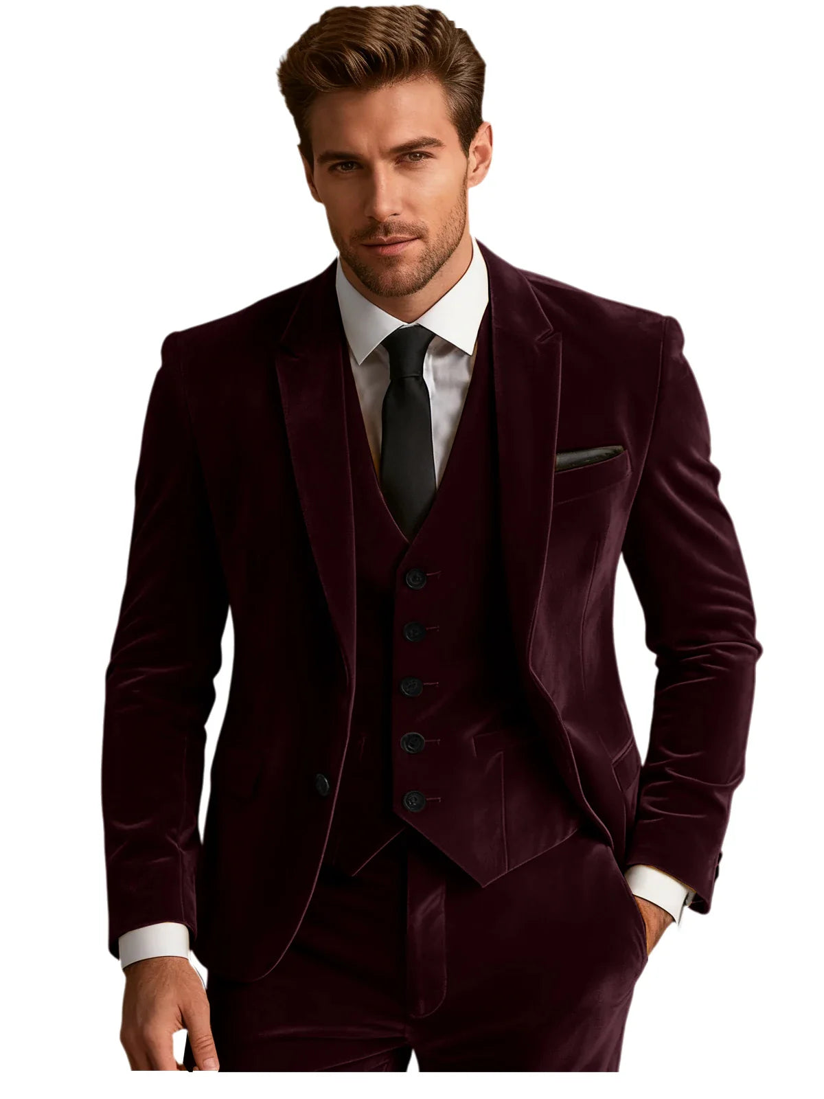 Elegant Wedding Men's Suit Business Tuxedos Formal 3 Piece Set Jacket Vest Pants Single Breasted Men Sport Coats Blazers