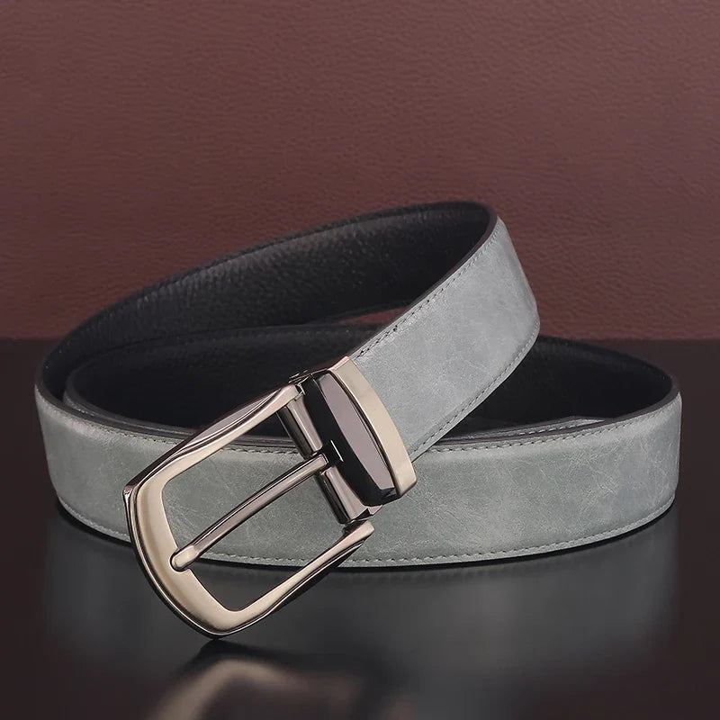 High quality pin buckle genuine leather fashion designers belts men casual luxury gray Cowskin young men ceinture homme B584