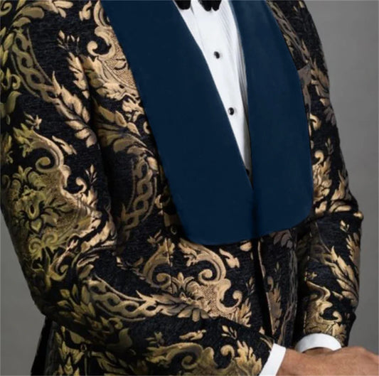 Formal Clothes Boy's Evening Dresses Boys Costume Suit Children Wedding Suit For Boys Navy Blue Floral Blazer Kids Prom Suits