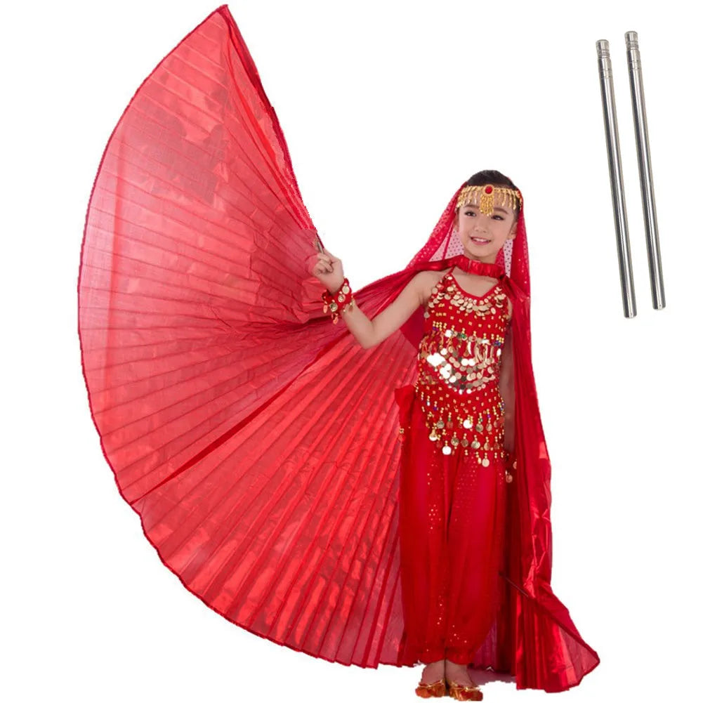Wings Costumes Kids Belly Dance Dress for Girls Gift Bellydancing Clothes Bollywood Dancewear Children Cosplay Wings with Sticks