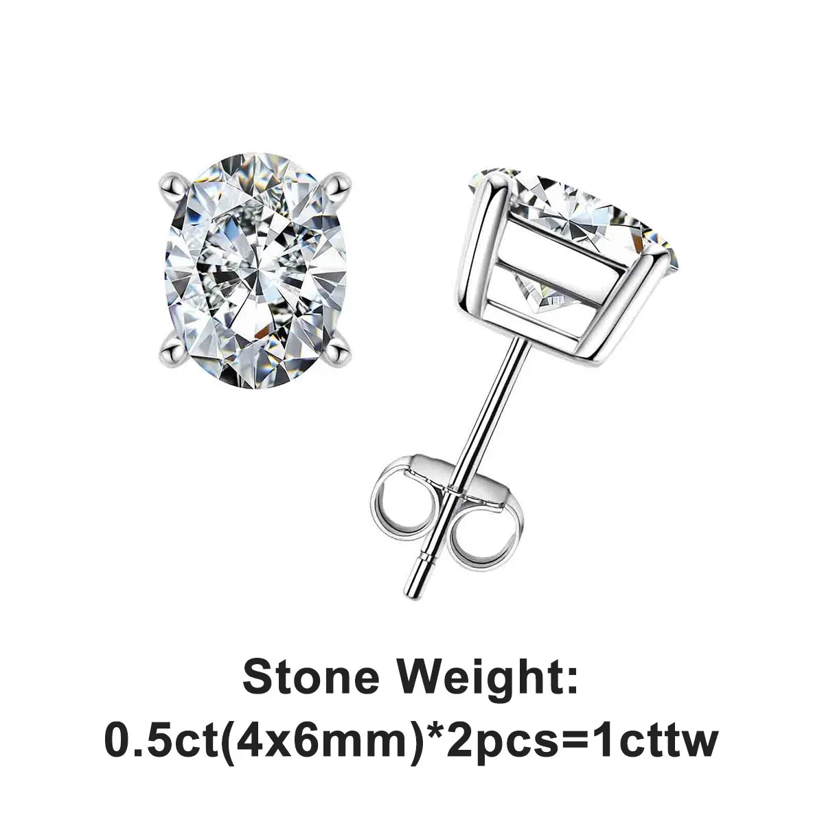 10K Gold Post 4/2/1ct Oval Cut Moissanite Stud Earrings Anti-allergy Eearrings For Women Jewelry Wholesale