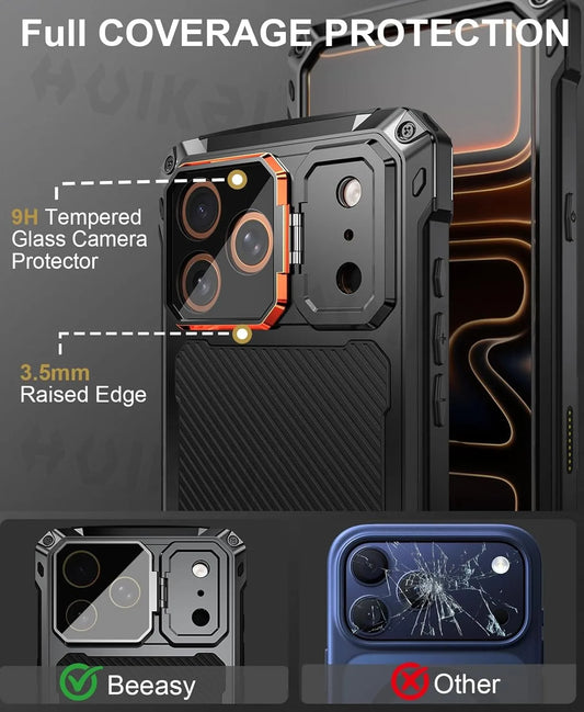 Heavy Duty Military Grade Shockproof Case For iPhone 17 Pro Max Screen Camera Lens Protector Stand Aluminium Armor Bumper Cover
