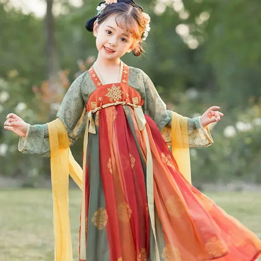 Girl Modern Hanfu Chinese Style Dress Halloween Fairy Kids Clothes Vestidos Traditional Cosplay Children Costume Girls Dresses