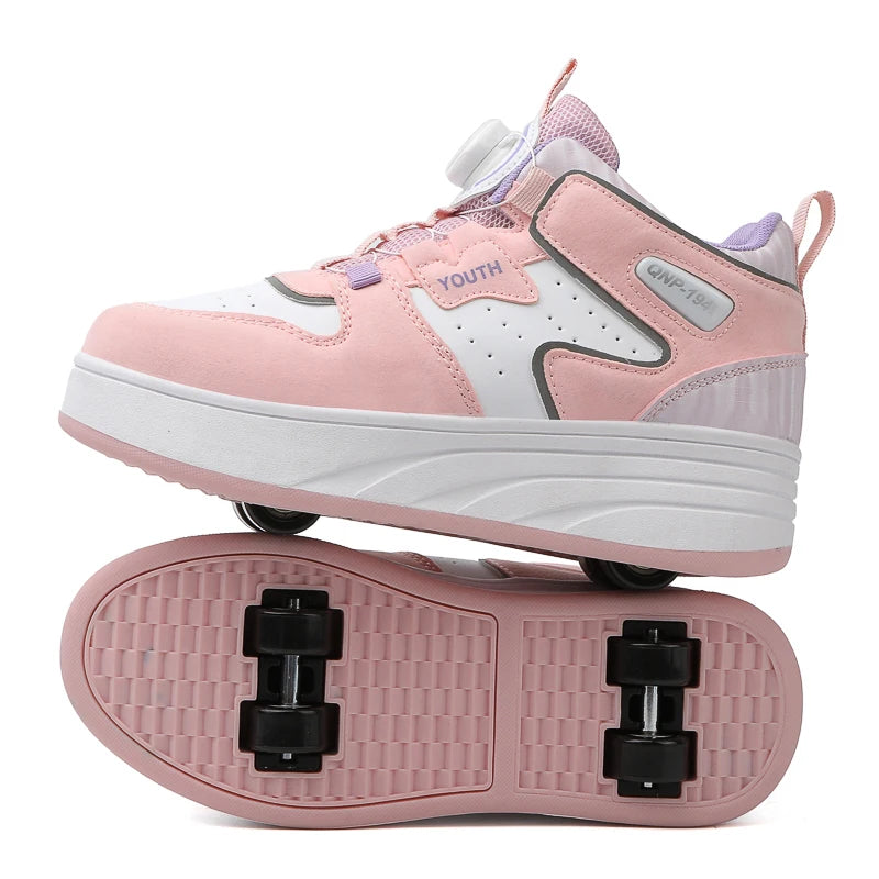 Students Children's Shoes Four Wheel Light Shoes Boys Invisible Roller Shoes Large Size Outdoor Sports Walking Shoes Women