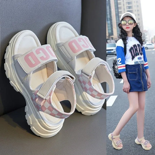 Girls Summer Fashion Sandals Kids Casual Outdoor Non Slip Lightweight Sandals Children's Comfortable Design Cute Beach Shoes
