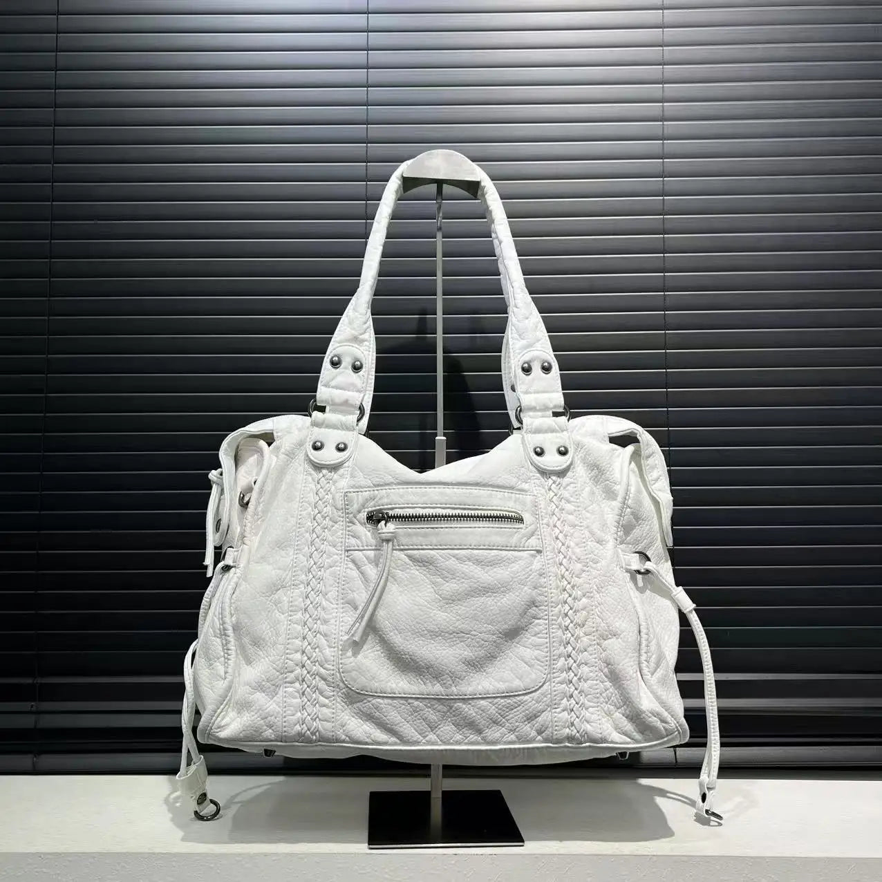 Ladies' Fashion Y2K Street Hot Girl Motorcycle Tote Bag Large Capacity Retro Vintage Vintage Single Shoulder Bag