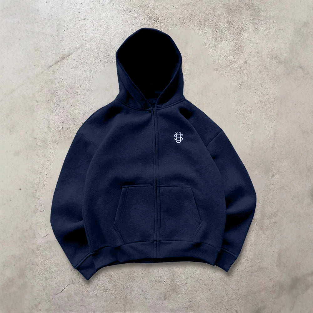 Y2k High Street Zip Embroidery Pattern Men's Hoodies Oversized Loose Sweatshirts Pullover Women Hip Hop Zip Hoodie Vintage Pants