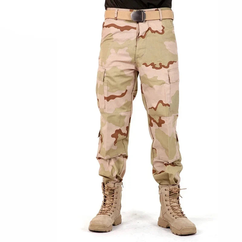 Men's Camouflage Tactical Pants Multi-Pockets Hunting Digital Camo Training Cargo Pants New Spring Long Trousers for Men
