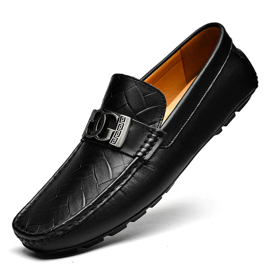 Top-grain Cowhide Men's Shoes, Bean Shoes, Summer Breathable, High-end and Sophisticated Business Casual Leather Shoes