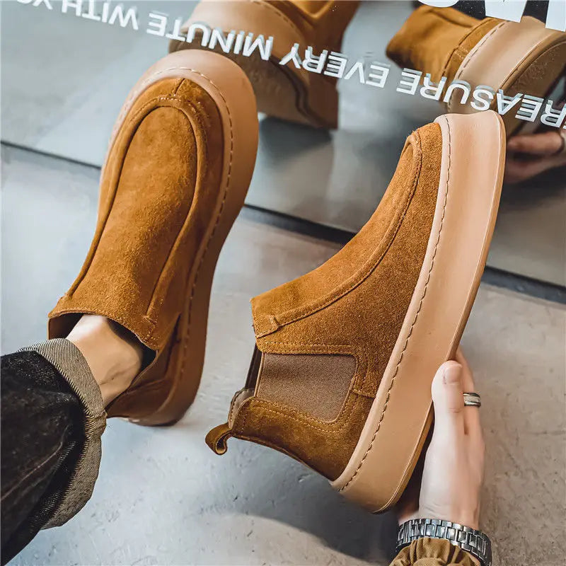 Male Chelsea Shoes Spring Autumn High Cut Platform Men's Booties Boots Classic New Size 44 Trendy 2025 Quality Hot Selling Cheap