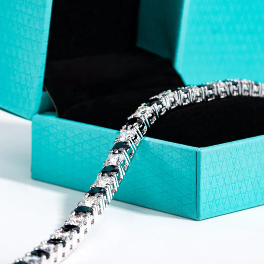 Bracelet tennis de 4 mm en moissanite noire couleur D, luxueux, en argent sterling 925, bracelets de mariage pour femmes, bijoux