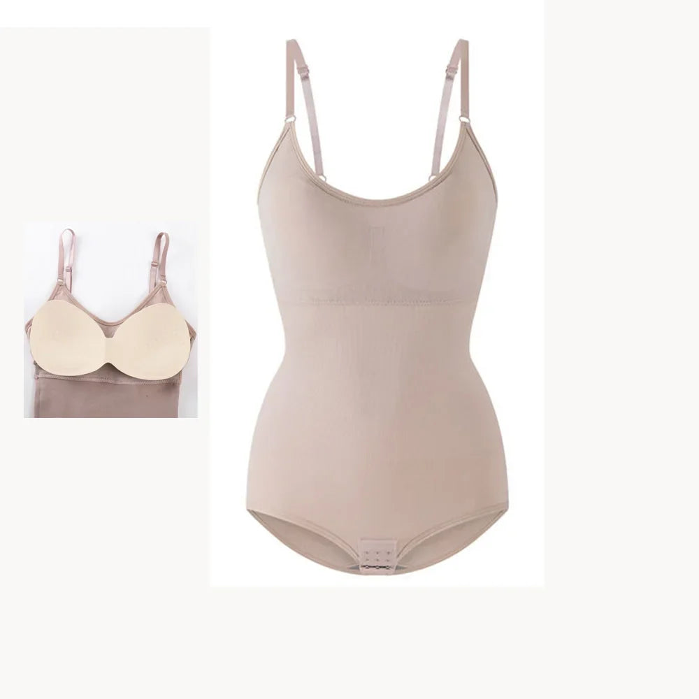 Shapewear Bodysuit for Tummy Control Women Hooks Crotch Body Shaper Stree Jumpsuit with Bras Abdomen Control