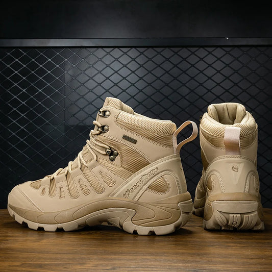 Summer Fashion Men Boots Outdoor Leather Boots Breathable Combat Boots Plus Size 46 Desert Boots Walk Shoes Autumn