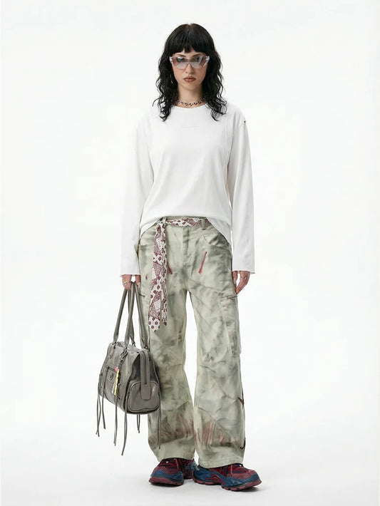 Unisex Vintage Solid Color 150G Cotton-Linen Printed Long-Sleeved T-Shirt: Spring/Summer Base Layer Top for Men & Women