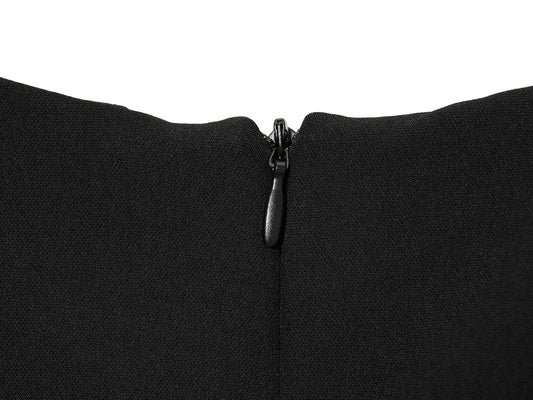 2025 women's new products are elegant and stylish Short dress with a boat neck and short sleeves with pleats black dress