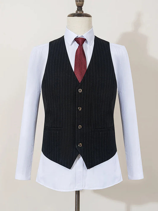 New 3-Piece Set Striped Suits for Men Slim Fit Luxurious and Elegant Men's Business Suit Full Men's Suit