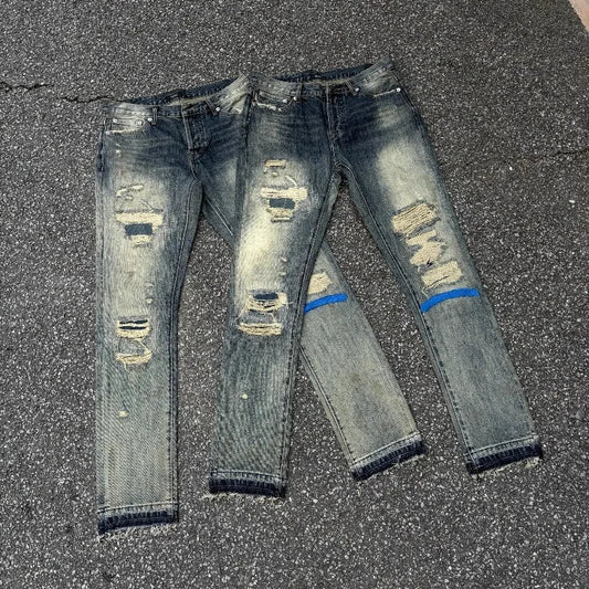 Brand New Undercover Washed Thunderbolt Fit Straight PANT Jeans Cotton Denim Pants Comfort Casual Jeans Size 1 2 3 #E137