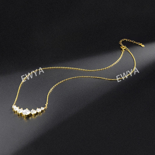 Sparkling 1.7/2.8/5cttw Full Moissanite Pendant Necklace for Women S925 Silver Plated 18K Gold Pass Diamond Test Necklaces