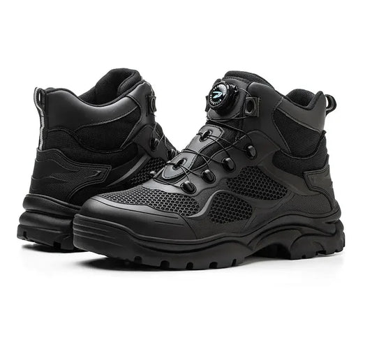 Men's Safety Work Boots Steel Toe Breathable Indestructible Puncture-Proof Rotary Buckle Shoes Comfortable Brand Work Footwear