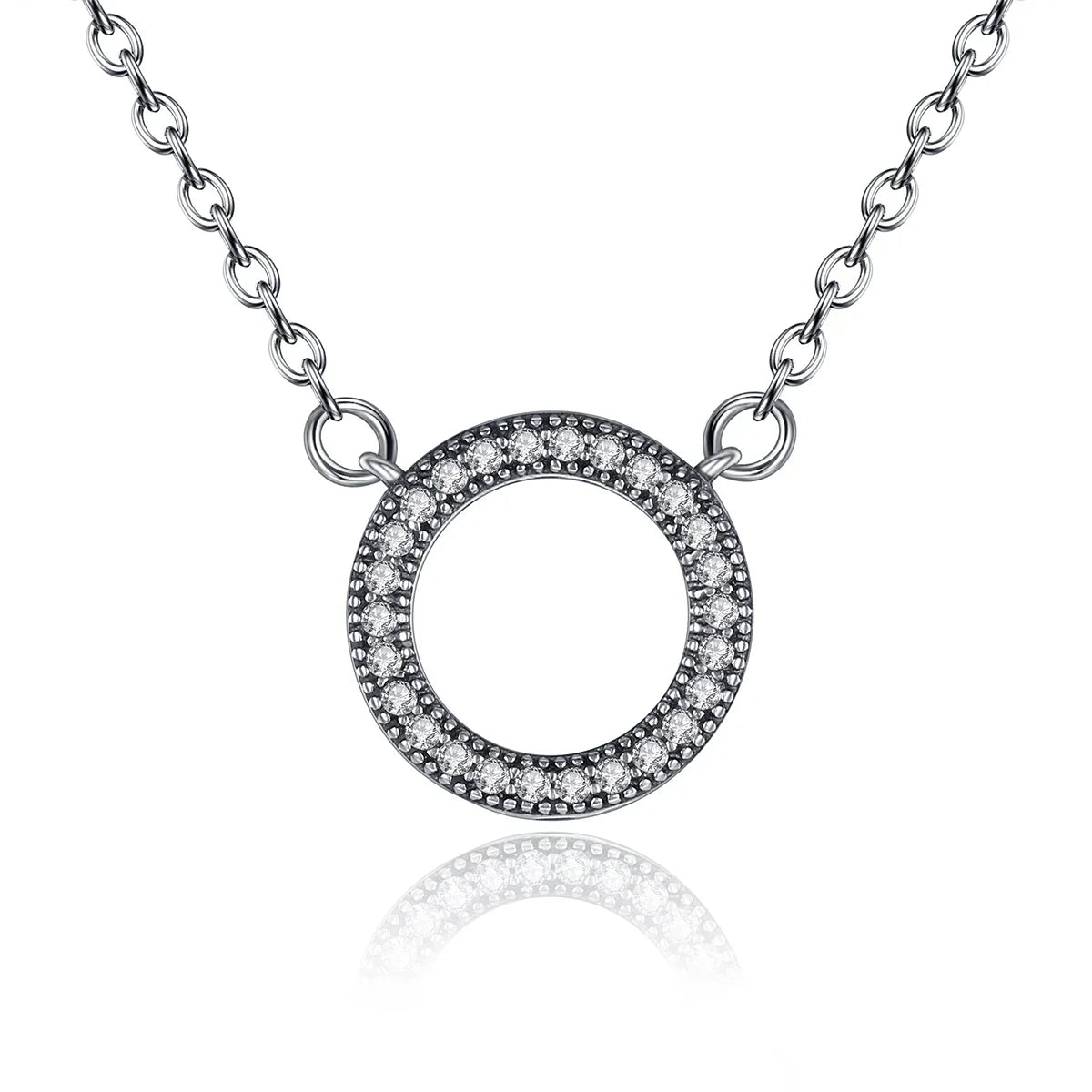 925 Sterling Silver Hearts of Brand Clear Zircon Round Shape Pendant Necklace for Women Party Fine Jewelry 17.71'' PSN010