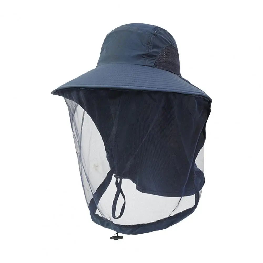 UV Protection Hat with Face Mask Breathable Insect Protection Wide Brim Fishing Hat Outdoor Sport Nature Hiking Camping Mesh Hat