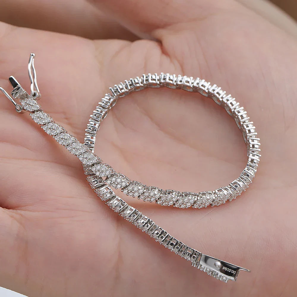 Full Moissanite Tennis Bracelets S925 Silver Sparkling Diamond Women Men Party Wedding Bangles Jewelry Gifts GRA Certified