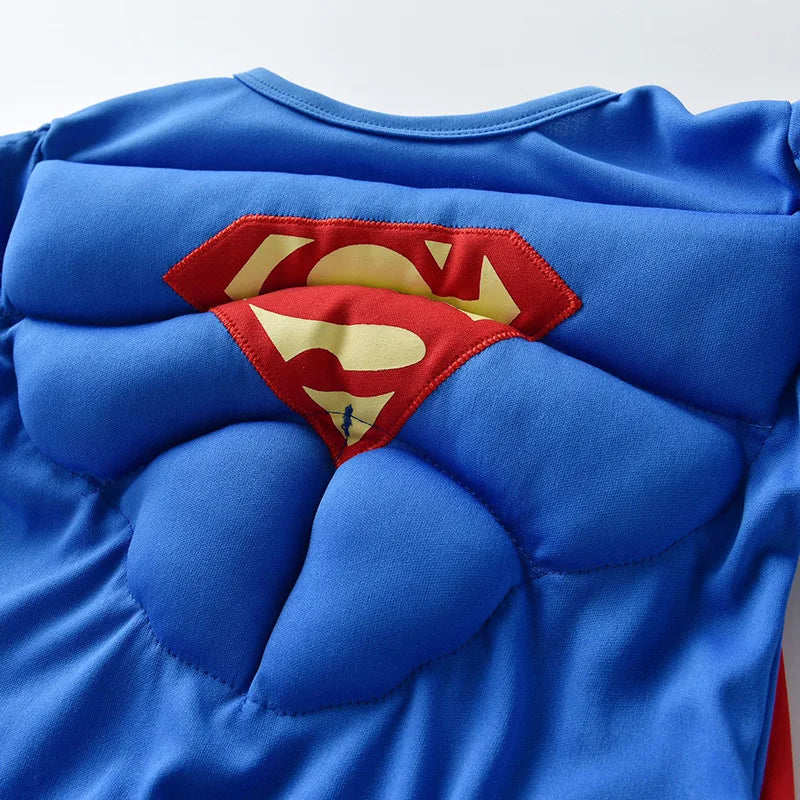 Kids Superheo Boys Cosplay Costume Party Super Muscle Suit Children Suit Girl Boy Tops Pants Cloak Set Casual Clothes Halloween