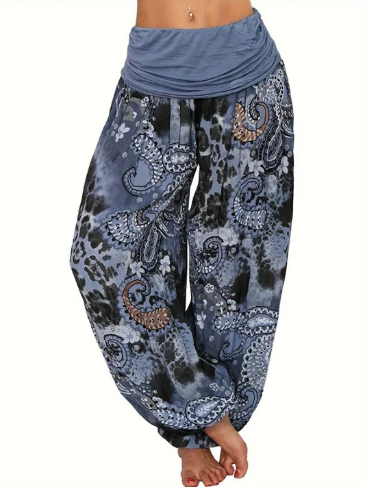 Plus Size 1XL-8XL Woman‘s Fashion Multi-color Digital Printed Harem Pants Trousers Ladies Long Leg Wide Leg Pants Pants