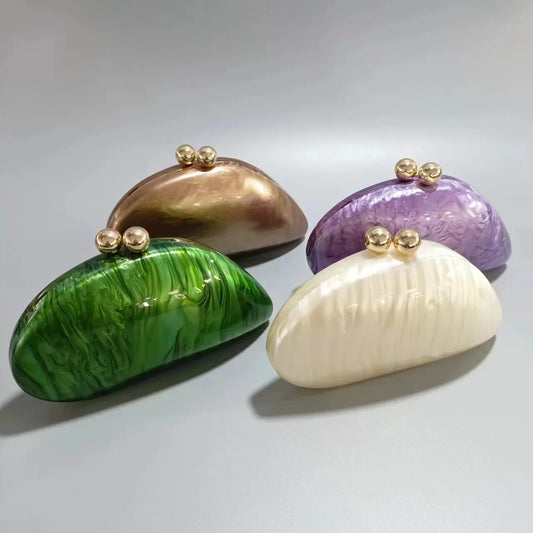 shell shape clutch bag women designer evening party cute purse new green gold purple ivory handbag High Quality
