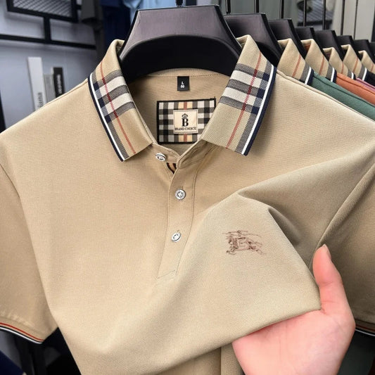 Designer brand men's short sleeve polo shirt new embroidery silky cotton breathable summer Korean fashion casual Paul T-shirt