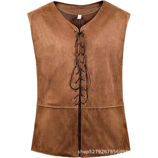 2025 Medieval Renaissance Pirate Gothic Steampunk Vest for Men, Multicolor Loose Plus Size Suede Fashion Men's Waistcoat,S-XXL
