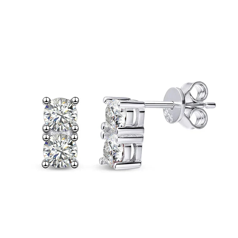1.2cttw 100% Real Green Moissanite Studs Earrings for Women Classic Four Claw Ear Studs S925 Sterling Silver Jewelry GRA