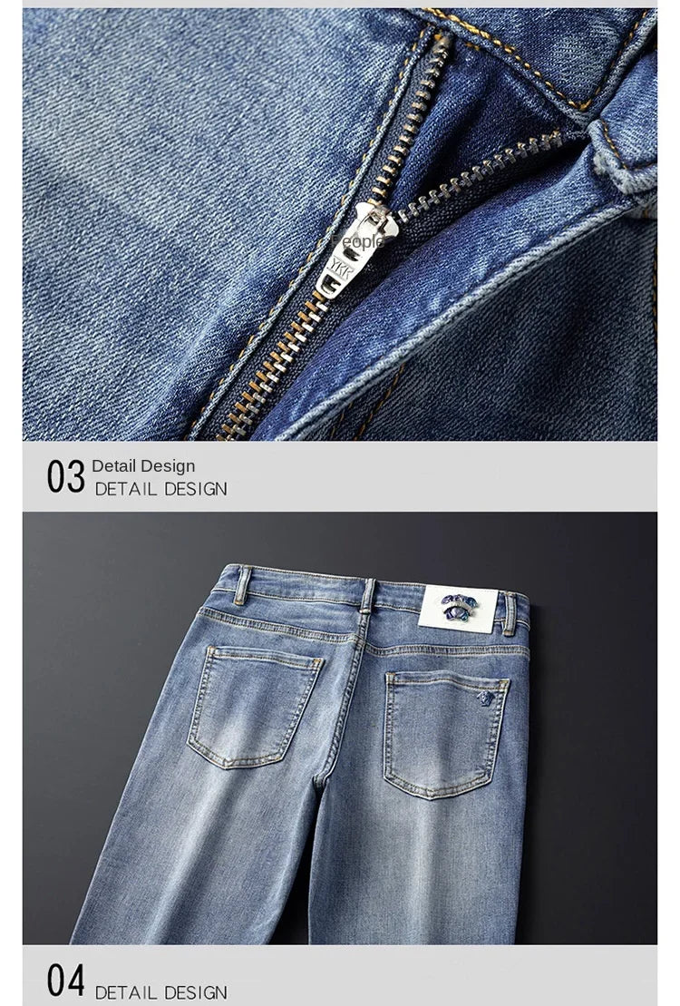 2024 New High-End Jeans Men's Light Luxury and Simplicity Versatile Casual Fashion Men's Clothing Slim Fit Tapered Pants
