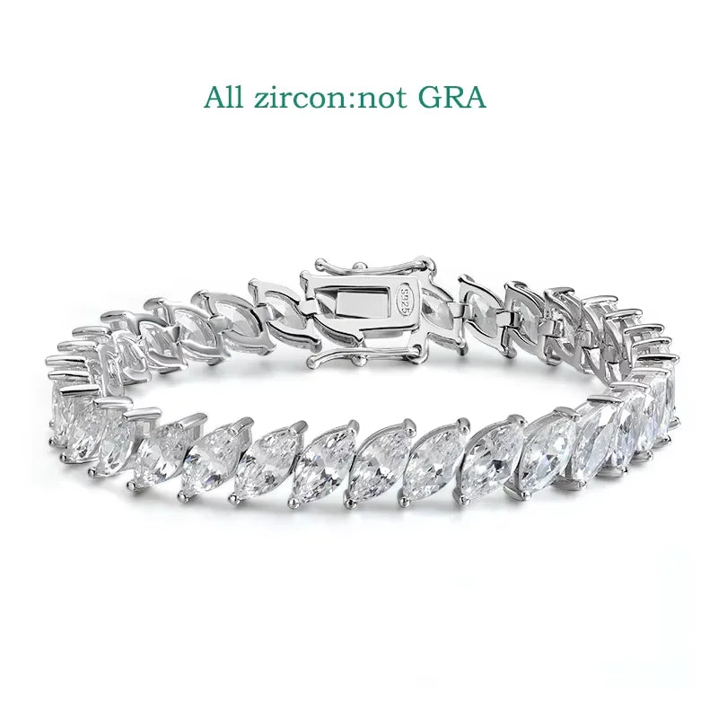 0.5CT Marquise Cut Certified Moissanite Tennis Bracelets for Women Sterling Silver S925 Plated 18k Gold Wholesale Jewelry