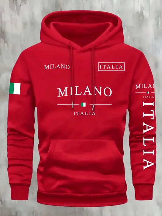 ITALIA MILANO Men Women Hoodie Outdoor Street Casual Sports Vacation Trend Spring Autumn Winter Couple Sweatshirt Top Clothing